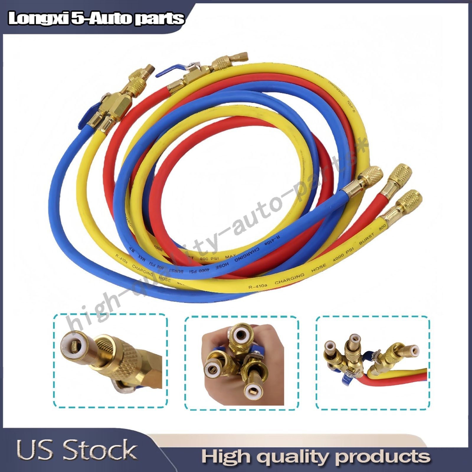 3Pack 29986 Plus II 1/4″ Hose with Compact Ball Valve 72″ Fits R-410A Refrige
