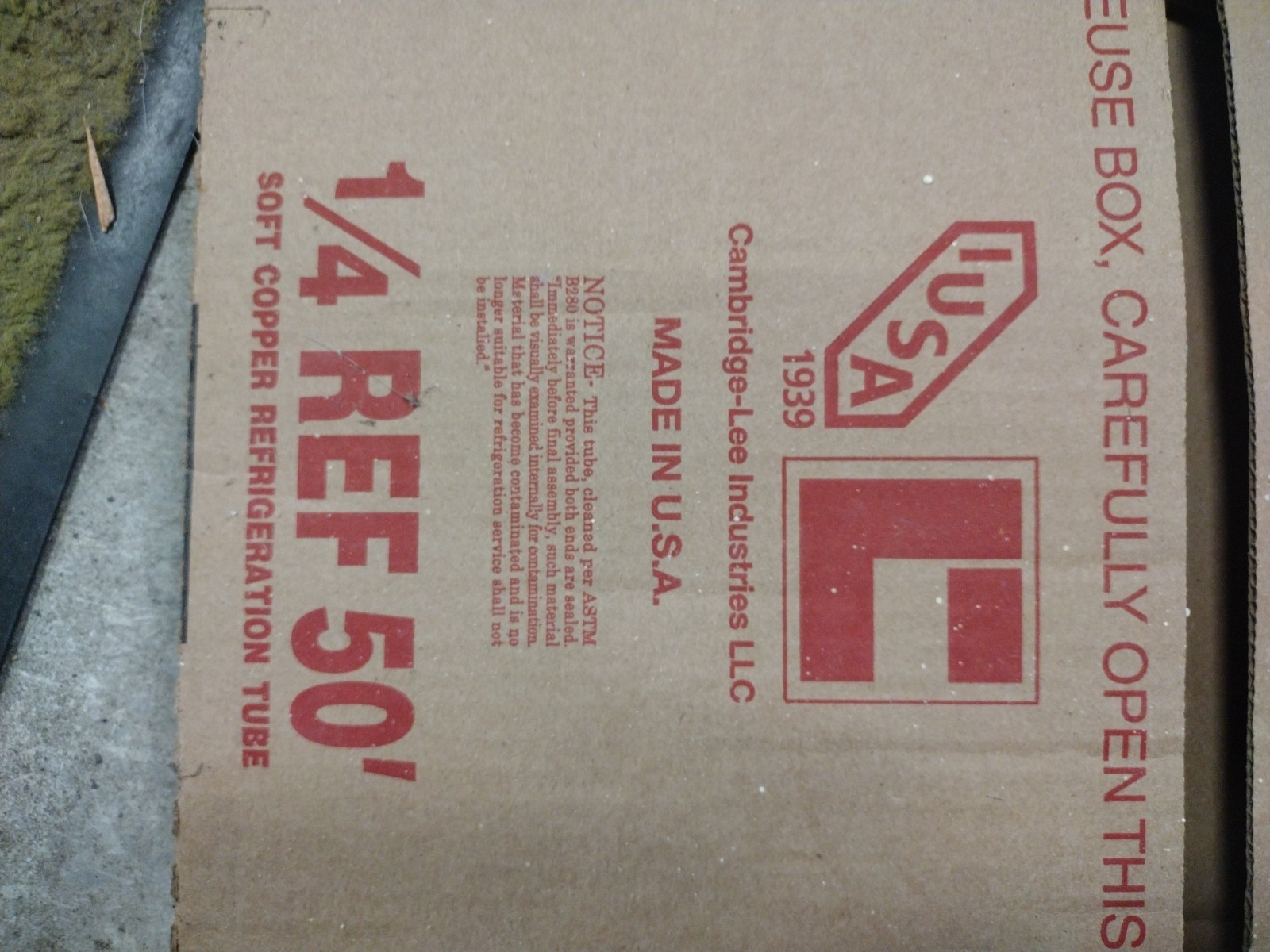 1/4″ OD X 50 FT ACR Soft Copper Refrigeration Tubing MADE IN USA
