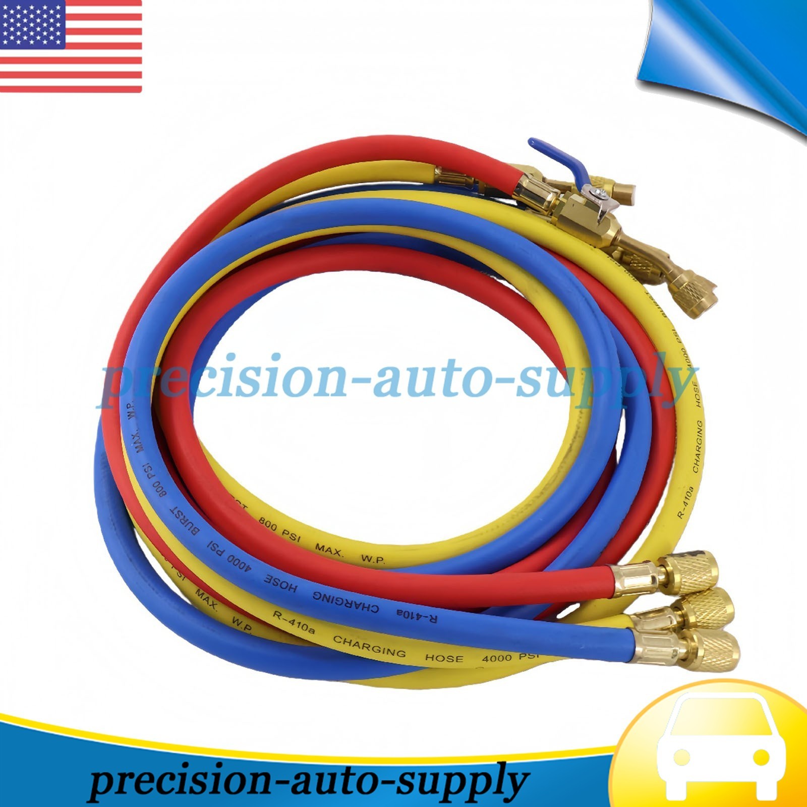 Fit For Plus II 72″ Charging Hose Set 1/4″ Compact Ball Valve 3 Pack