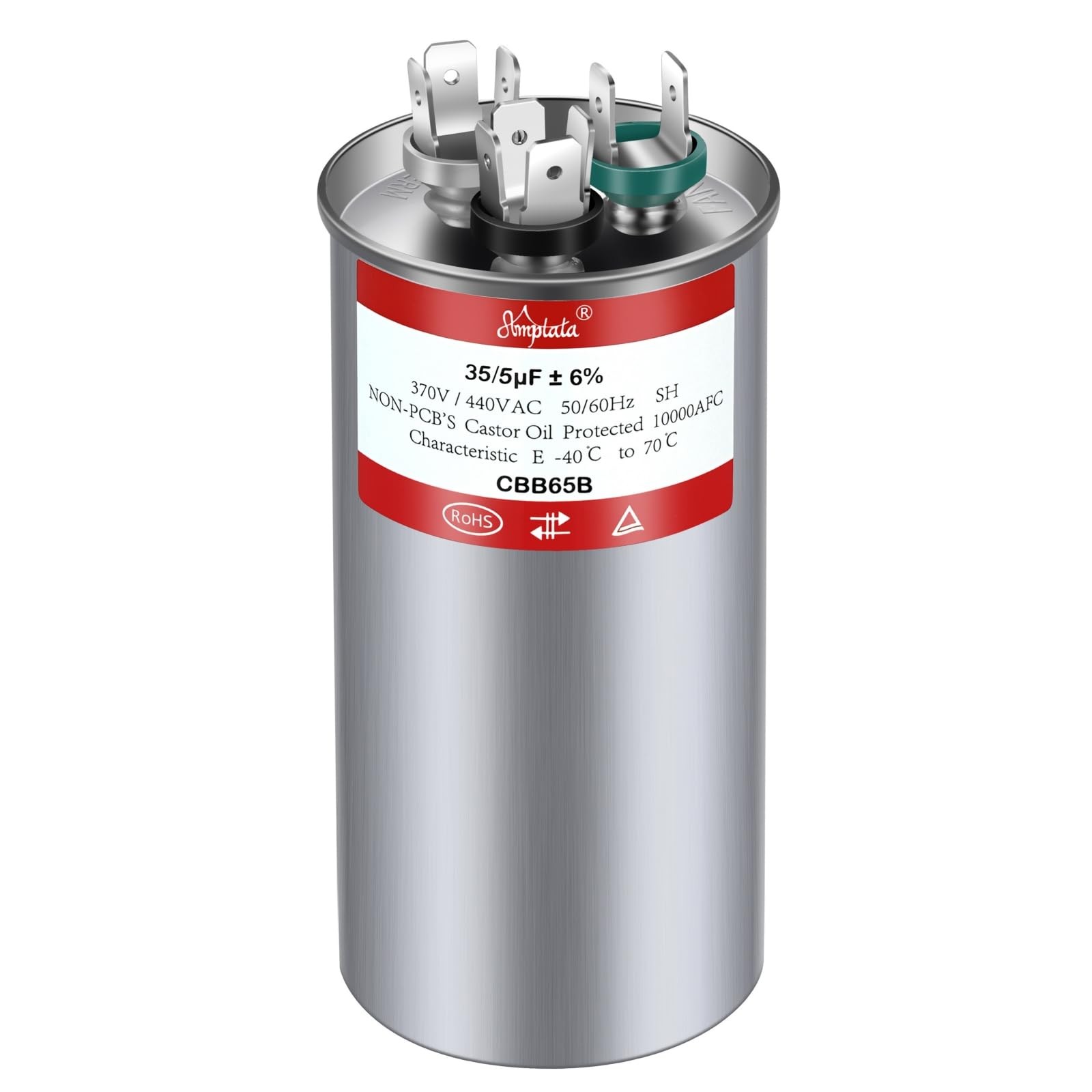 AMPTATA [UL Tested] AC Capacitor, 35/5 uf CBB65 HVAC Capacitor for Unit