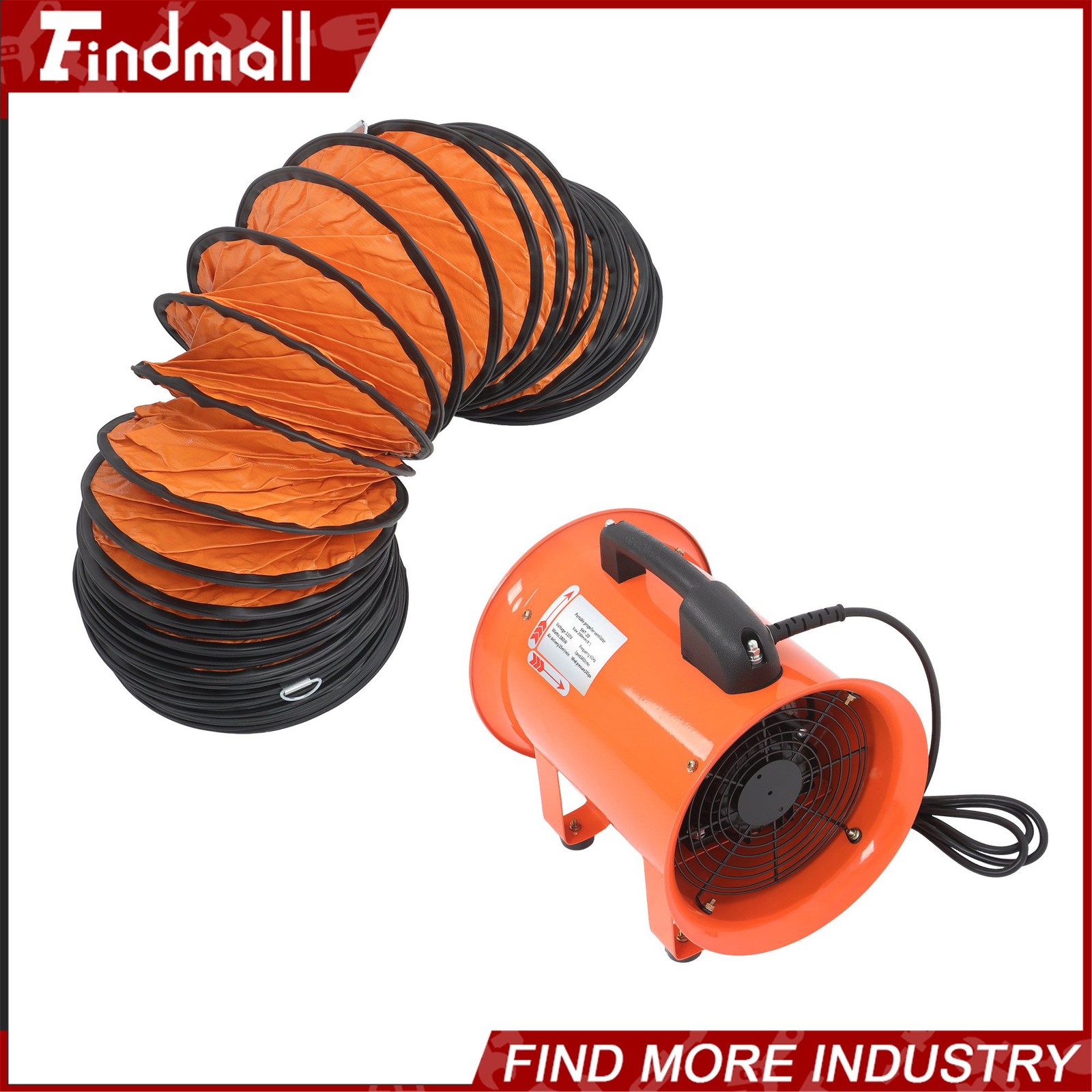 Findmall 8 Inch Portable Blower Fan 180W 900CFM 3450RPM with 33 Ft Duct Hose