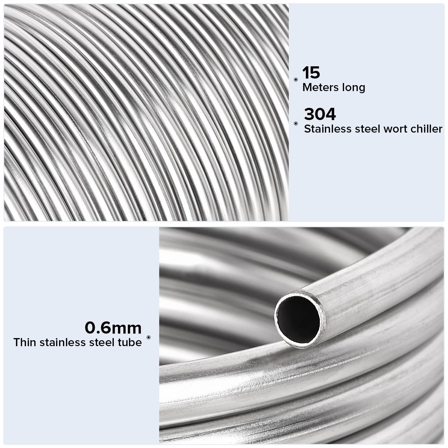 GEPPHILL 3/8″ x 50Ft 304 Stainless Steel Tubing Coil, Immerson Coil…